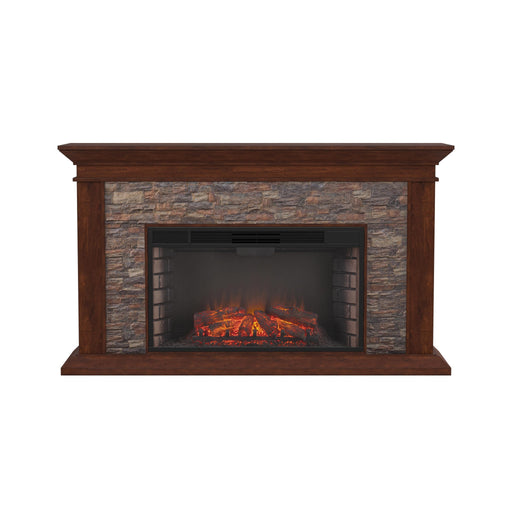 Faux stone electric fireplace with 33" wide firebox Image 3