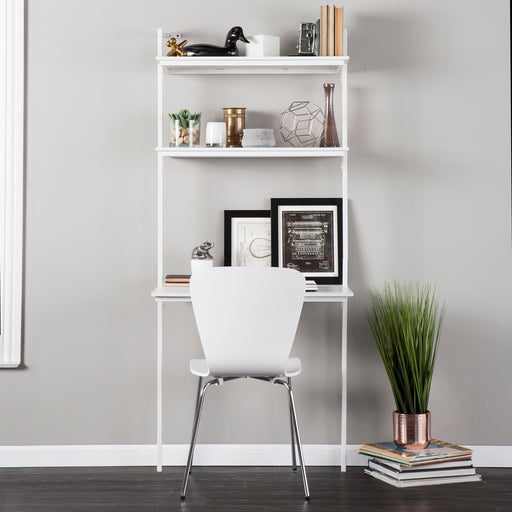 Multipurpose floating desk w/ hutch-style shelves Image 1