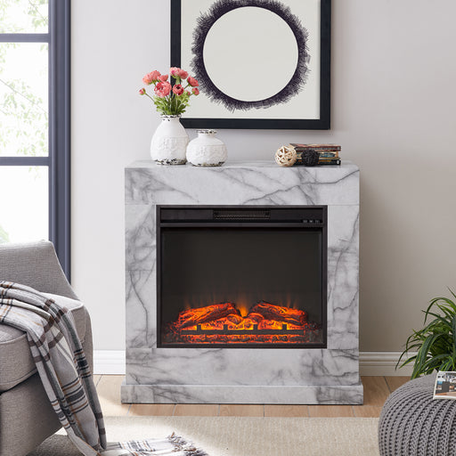 Faux marble electric fireplace Image 1