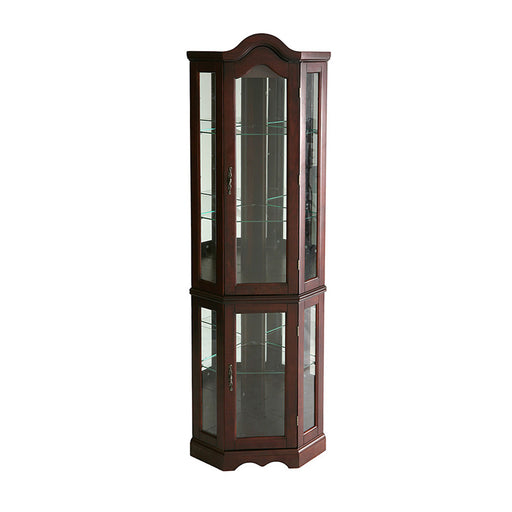 Space saving, lighted corner design curio with mirrored back Image 2