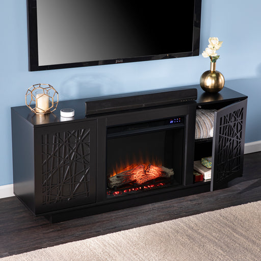 Low-profile media cabinet w/ electric fireplace Image 2