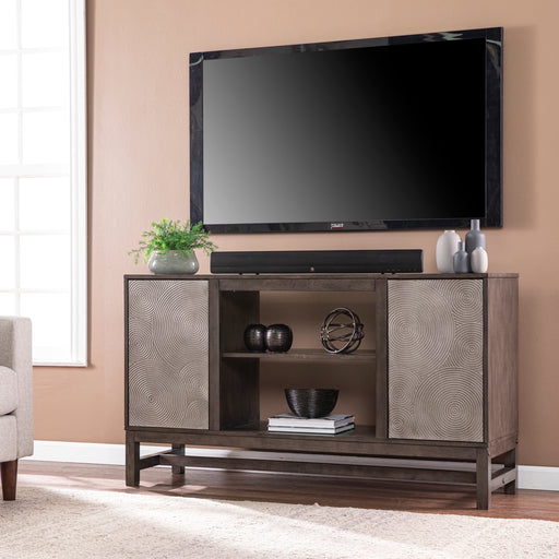 Contemporary media console with push to open doors Image 1