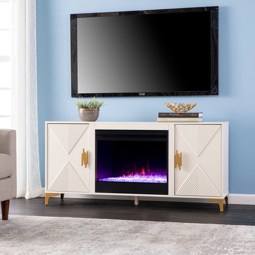 Color changing fireplace console w/ storage Image 1